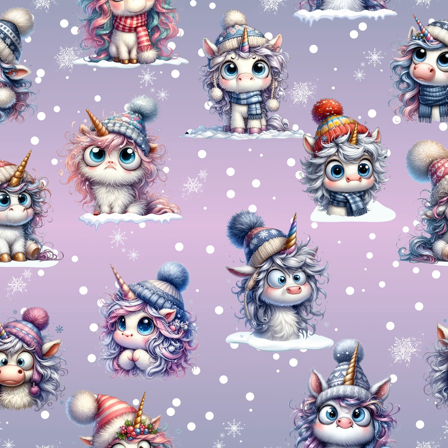 Kinderstoff Meterware mit winterlichem Einhorn